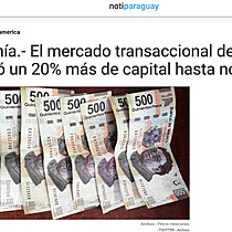 Economa.- El mercado transaccional de Mxico moviliz un 20% ms de capital hasta noviembre